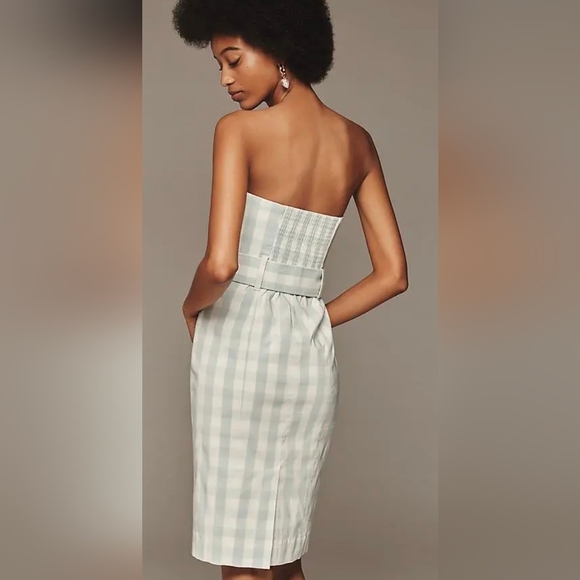 Anthropologie Maeve Strapless Sweetheart Vintage Style Fitted Midi Dress - Picture 2 of 5